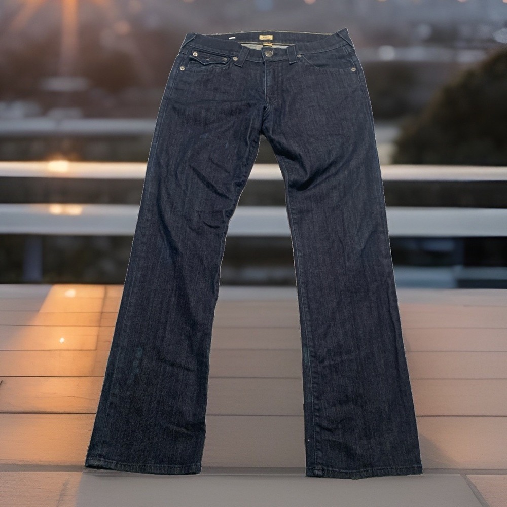 VTG True Religion Ricky Jeans 34x33 USA Made Y2K Dark Wash Cloud Splash Bleach